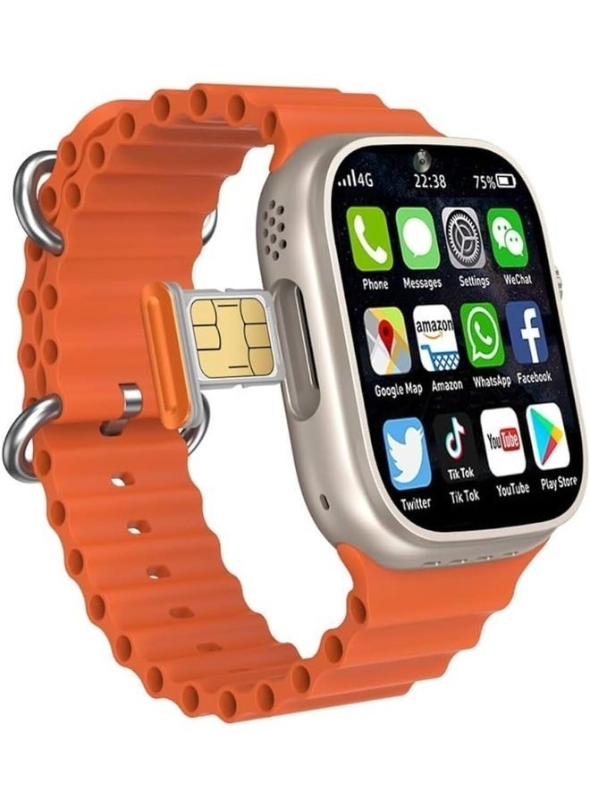 Modio 4G Ultra Max Plus Smart Watch With 2.2 Inch HD Screen Sim Card Slot and 3 Pair Straps For Ladies and Gents