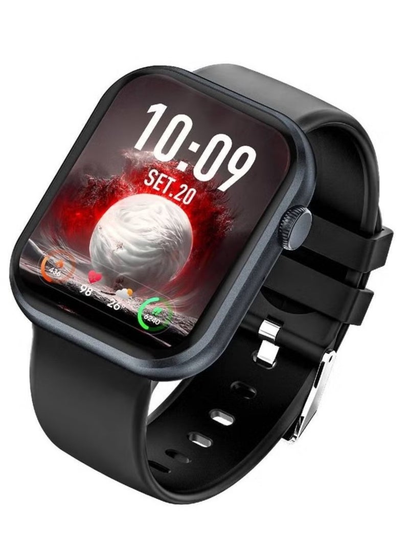 1.85 Full-Touch Bluetooth Calling Ip67 Waterproof Activity Tracker Pedometer Sleep Monitor Smart Watch Black