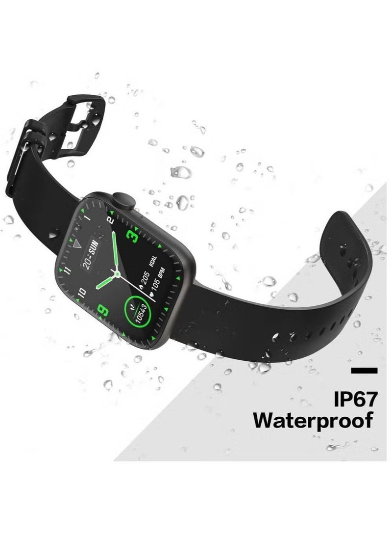 1.85 Full-Touch Bluetooth Calling Ip67 Waterproof Activity Tracker Pedometer Sleep Monitor Smart Watch Black