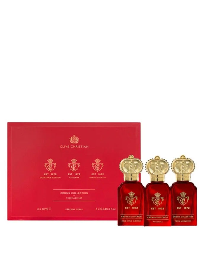 Clive Christian Crown Collection Travel Set 3 X10ml ( Matsukita, Town & Country, Crab Apple Blossom )