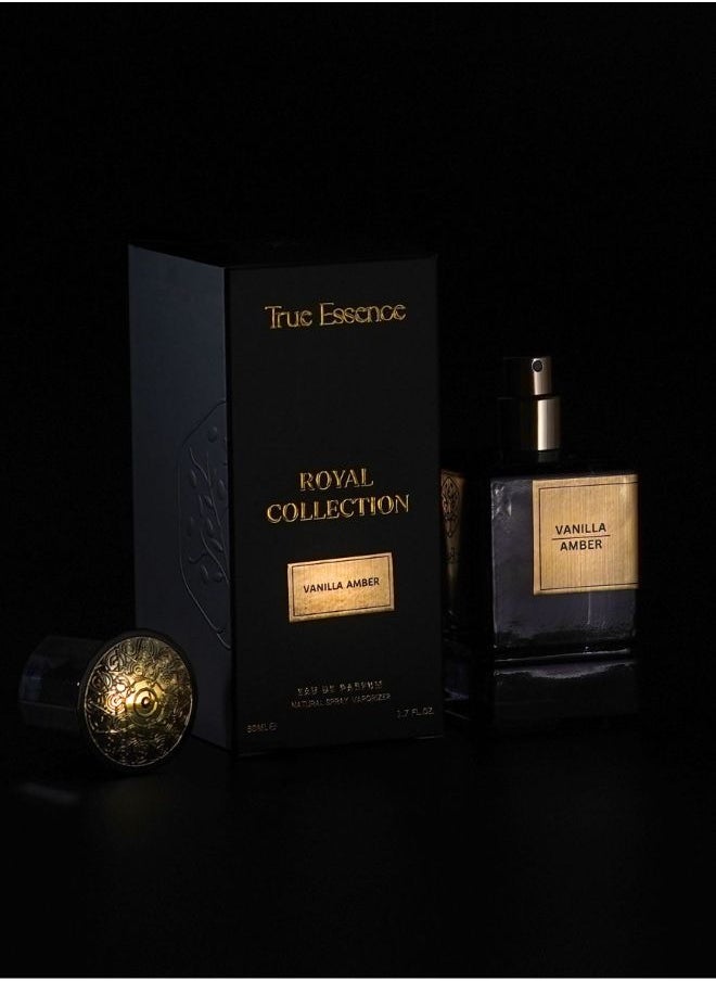 True Essence Vanilla Amber Royal Collection - Unisex Eau De Parfum Long-Lasting Perfume For Her and Him - 50ml 1.7 oz