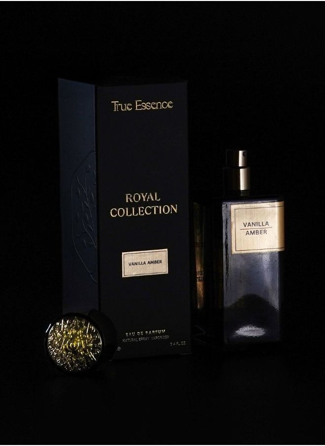 True Essence Vanilla Amber Royal Collection - Unisex Eau De Parfum Long-Lasting Perfume For Her and Him - 100ml 3.34 oz