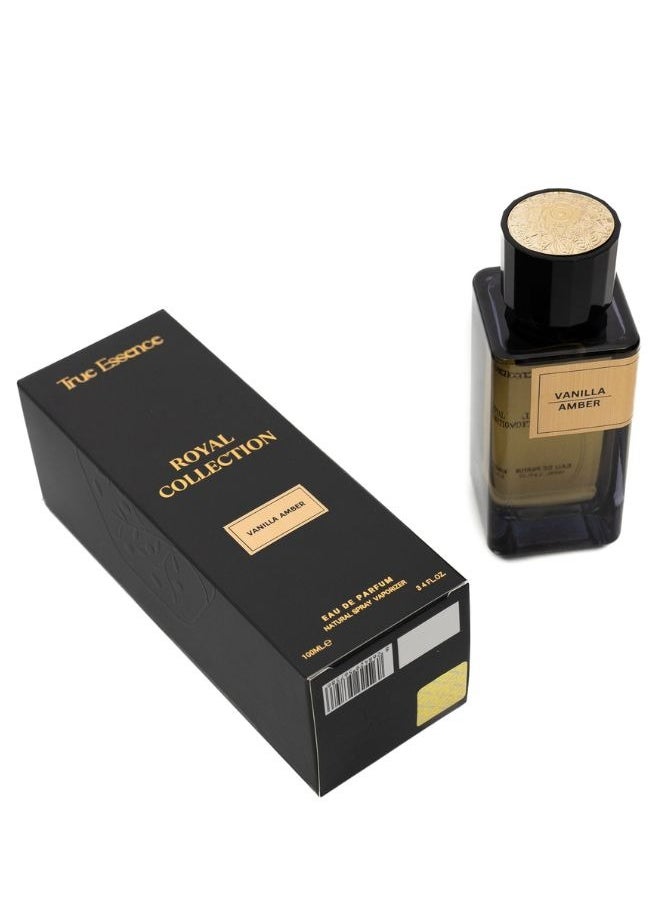 True Essence Vanilla Amber Royal Collection - Unisex Eau De Parfum Long-Lasting Perfume For Her and Him - 100ml 3.34 oz