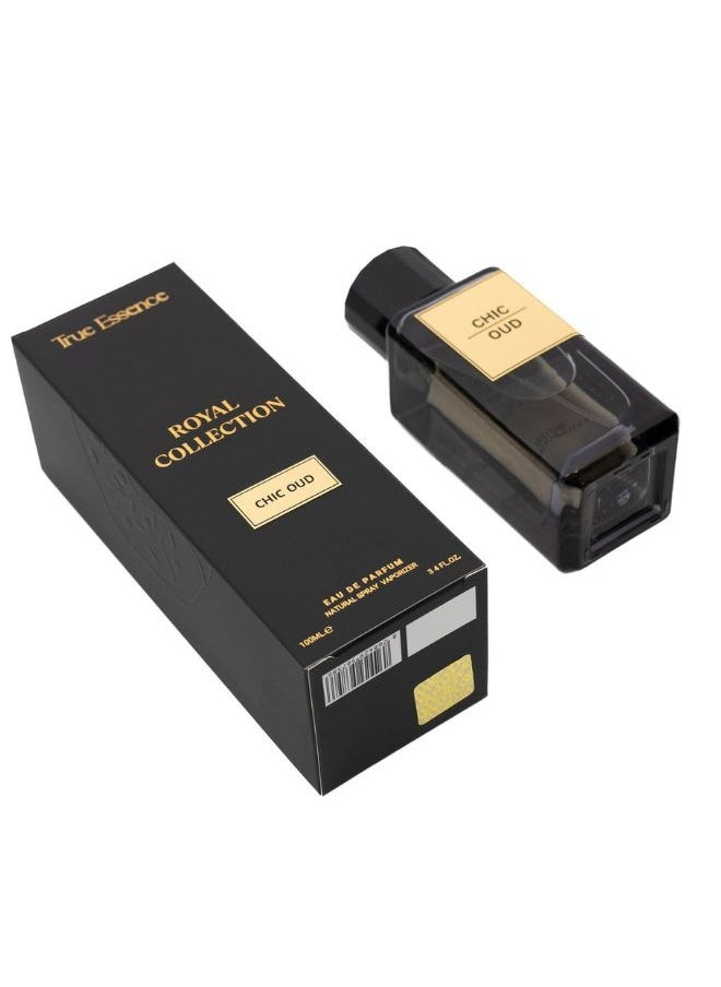 True Essence Chic Oud - Royal Collection Unisex Eau De Parfum Long-Lasting Perfume For Her and Him Original Scent - 100ml 3.34 oz