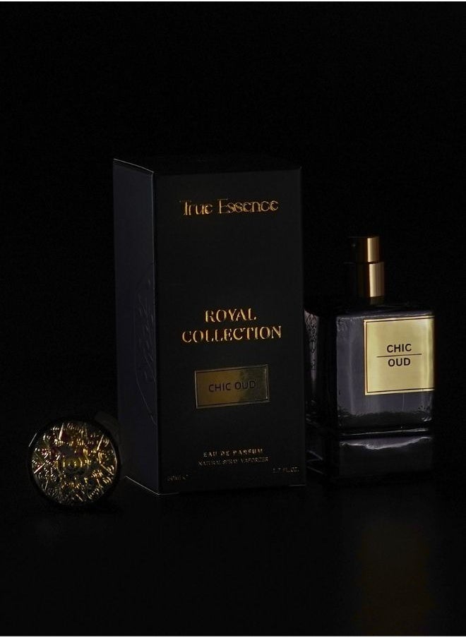 True Essence Chic Oud - Royal Collection Unisex Eau De Parfum Long-Lasting Perfume For Her and Him Original Scent - 50ml 1.7 oz