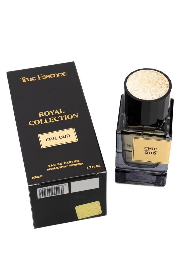 True Essence Chic Oud - Royal Collection Unisex Eau De Parfum Long-Lasting Perfume For Her and Him Original Scent - 50ml 1.7 oz