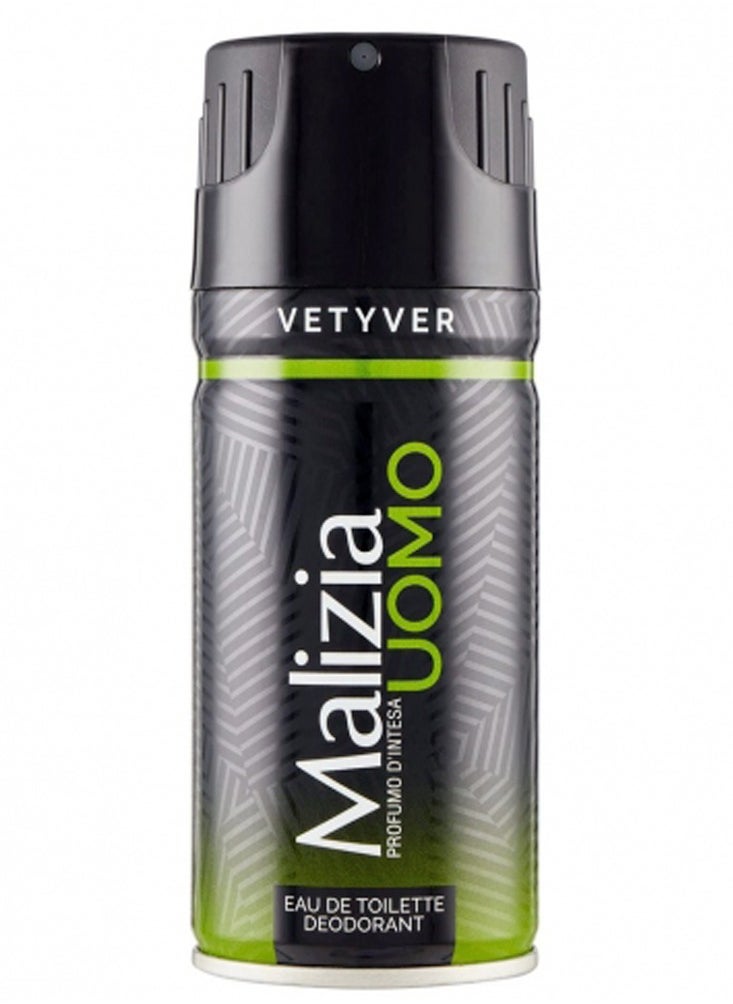 Malizia Uomo Deo Vetyver Body Spray 150ml (Pack of 6)