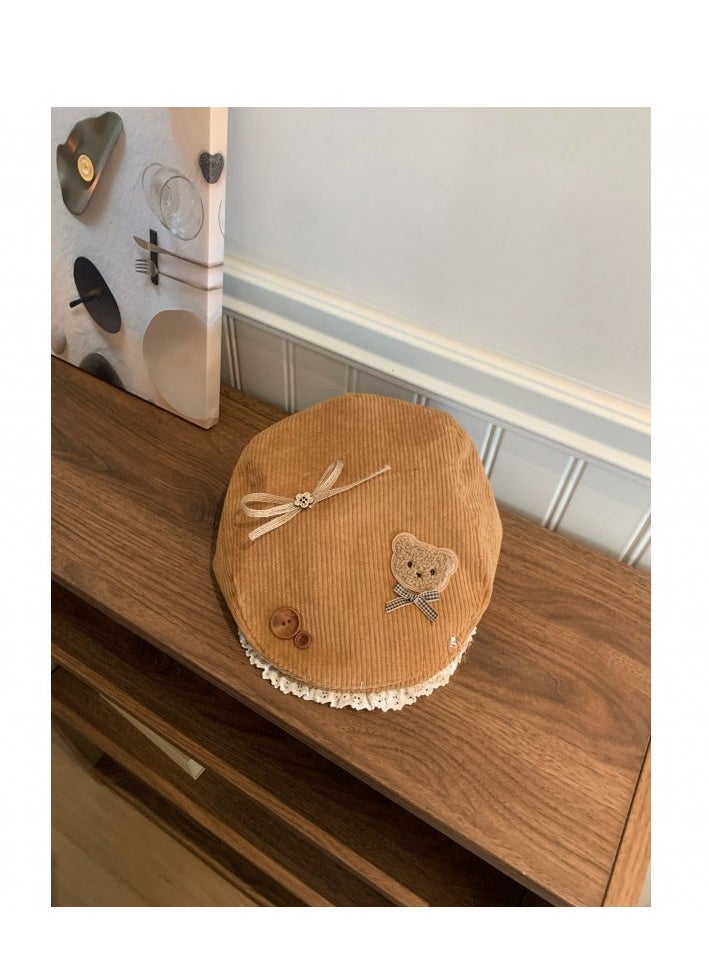 Female Cute Bear Bow Forward Hat