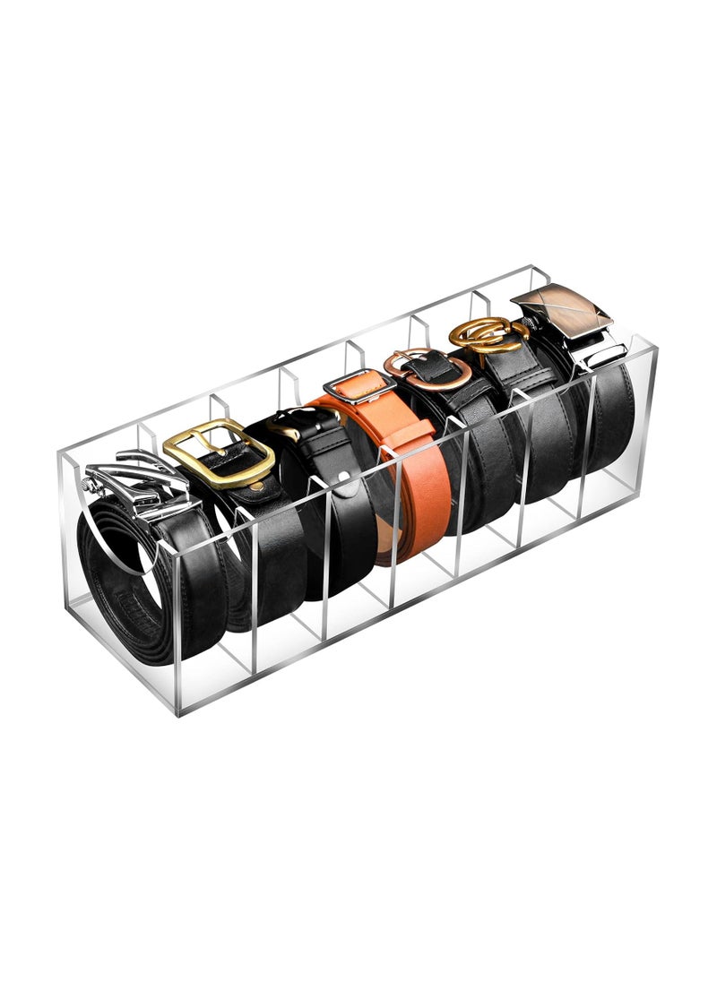 Belt Organizer – Acrylic 7 Compartments Clear Belt Storage Holder for Closet and Drawer