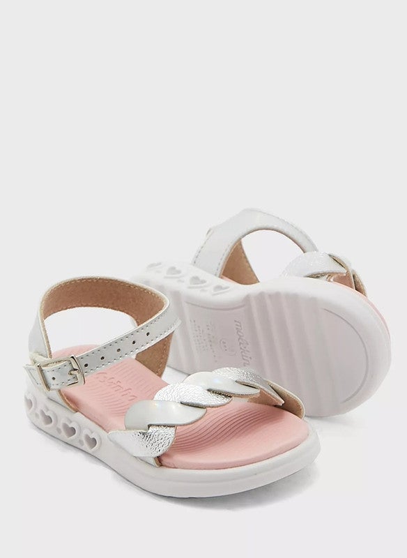 MOLEKINHA Sandals with Back strap For Infant Girls, Silver