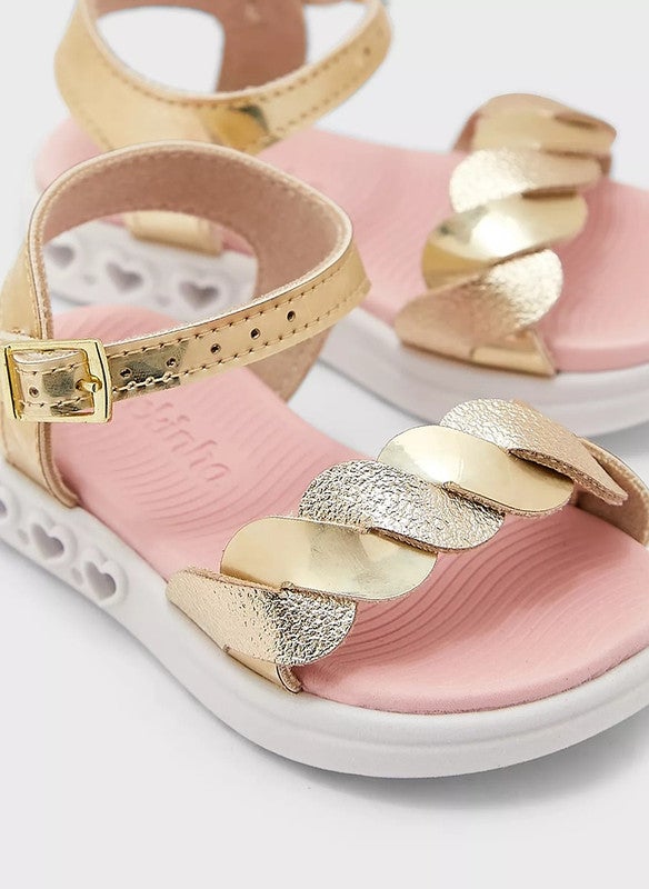 MOLEKINHA Sandals with Back strap For Infant Girls, Gold