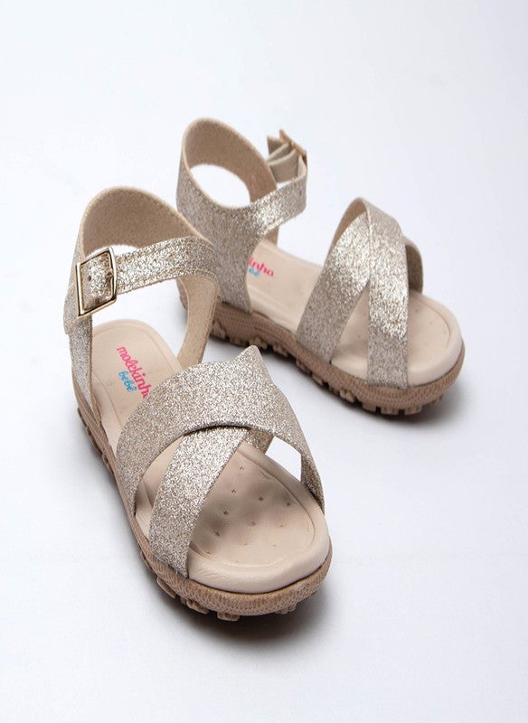 MOLEKINHA Sandals with Back strap For Infant Girls, Gold