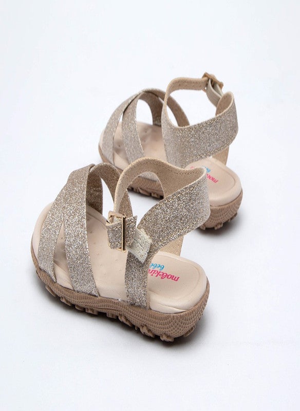 MOLEKINHA Sandals with Back strap For Infant Girls, Gold