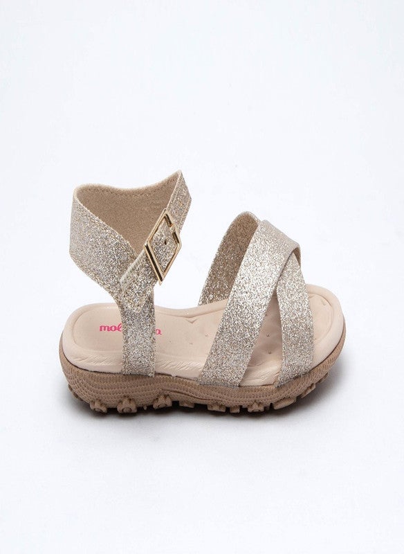 MOLEKINHA Sandals with Back strap For Infant Girls, Gold