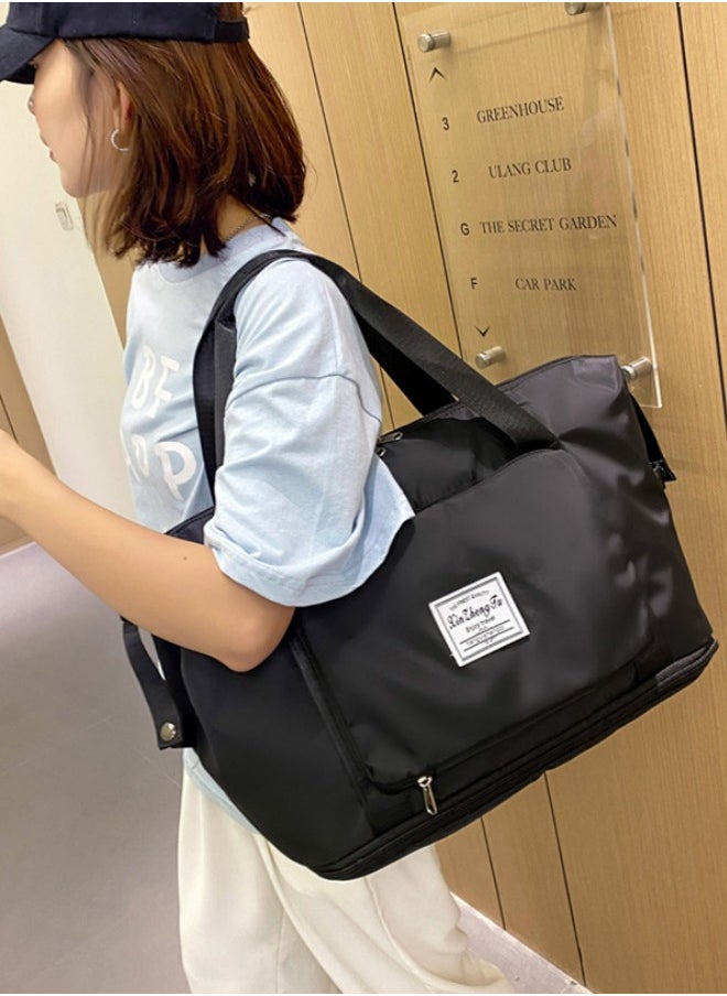 Unisex Portable Dry and Wet Separation Sports Bag Trolley Bag, New Large-capacity Business Trip Storage Bag Luggage, Waterproof Leisure Bag Organizer Travel Bag Carrying Bag （Black）