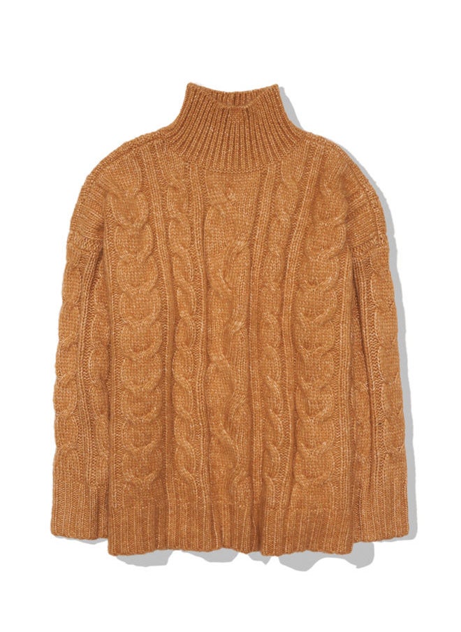 AE Cable Knit Mock Neck Sweater