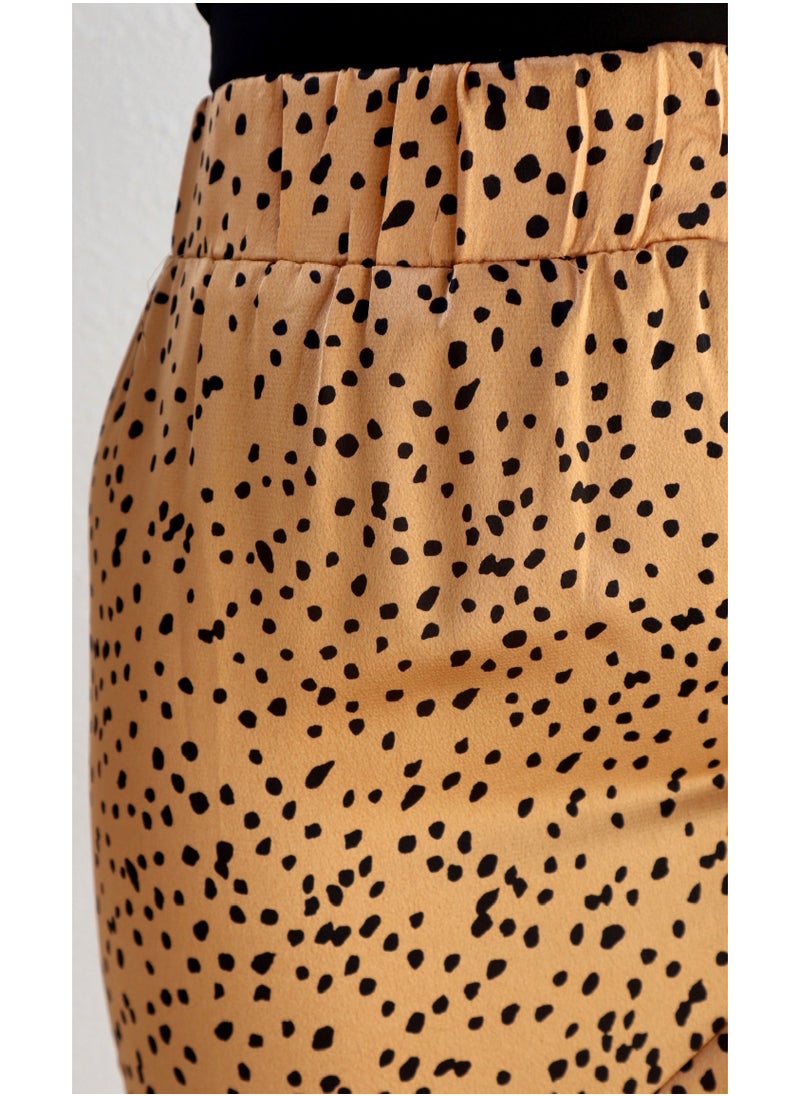 Bonnie Cheetah Print Frill Tie Skirt - Tan