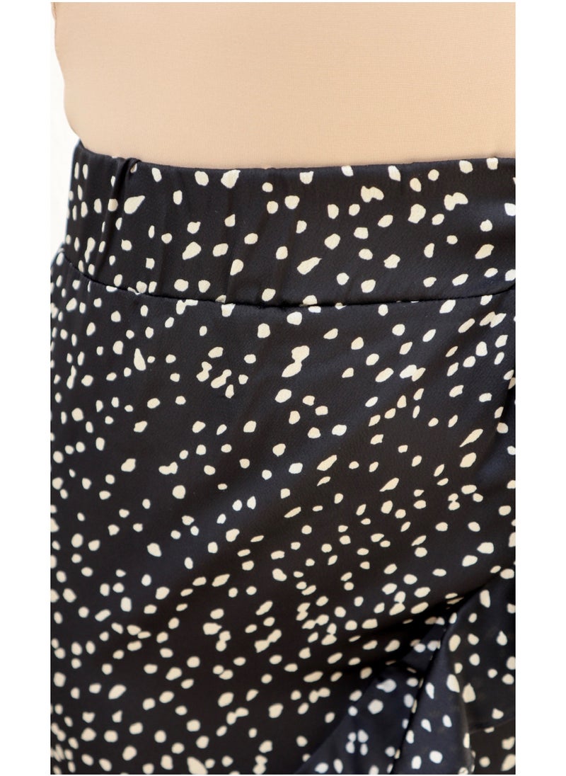 Bonnie Cheetah Print Frill Tie Skirt - Black