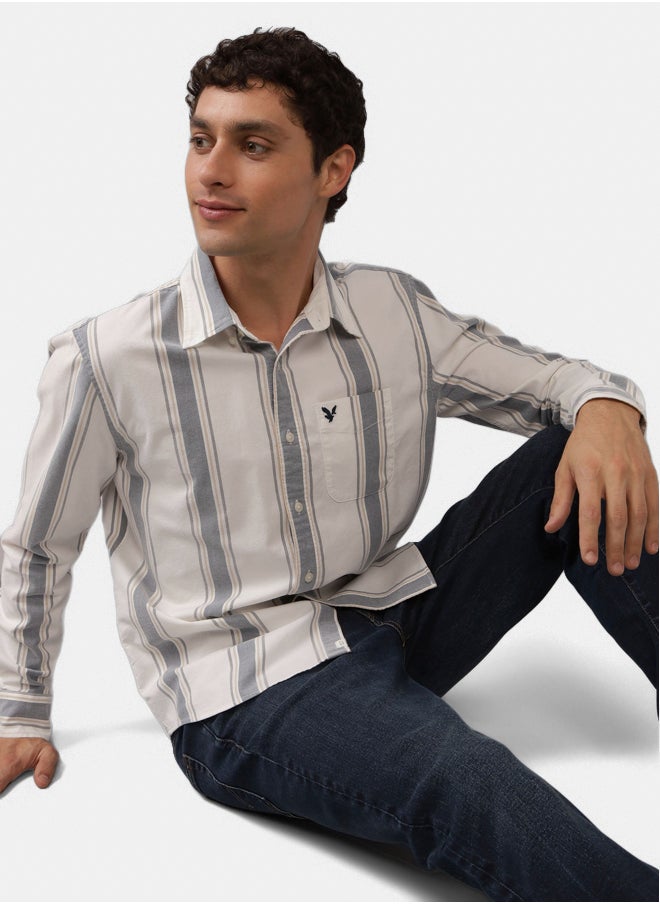 AE Striped Everyday Oxford Button-Up Shirt