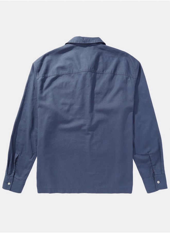 AE Long-Sleeve Linen-Blend Popover Shirt