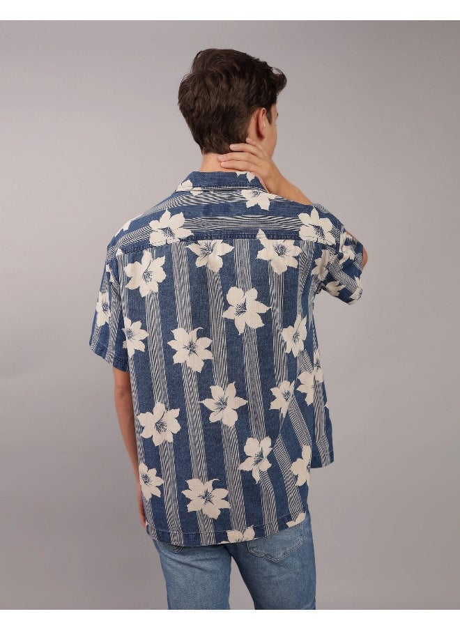 AE Printed Button-Up Poolside Shirt