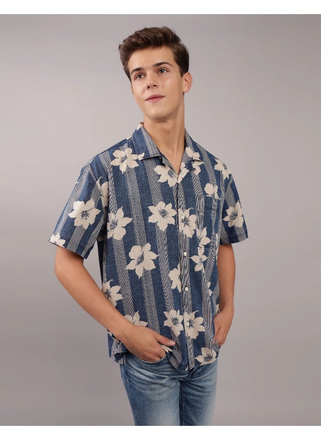 AE Printed Button-Up Poolside Shirt