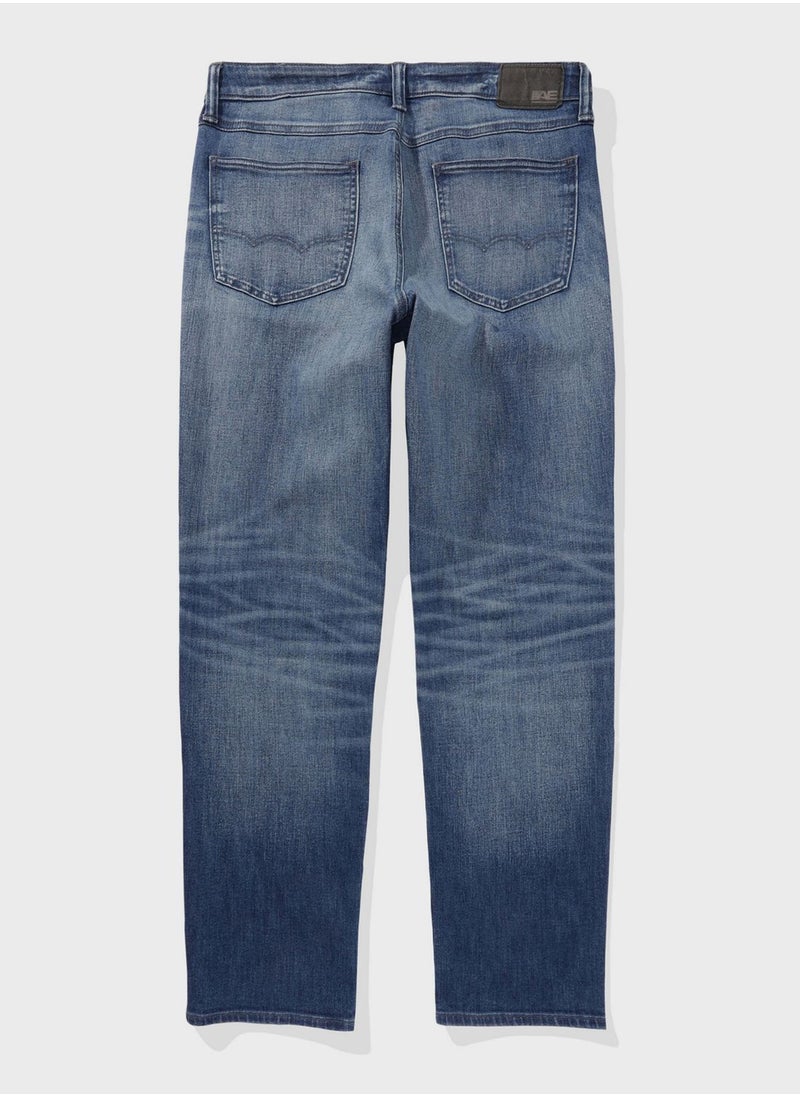 Straight Fit Mid Wash Jeans