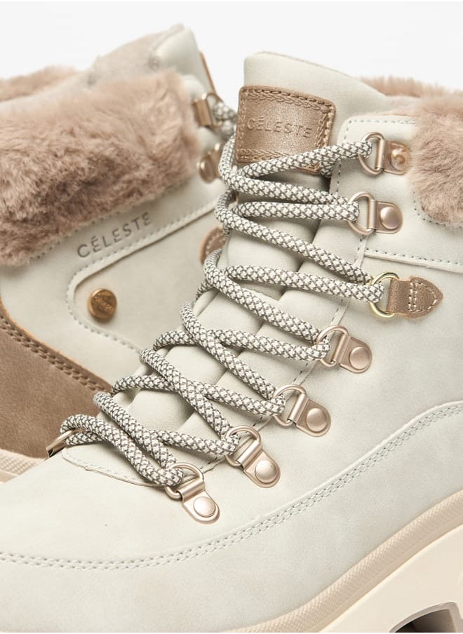 Womens Logo Detail Ankle Boots with Lace-Up Closure