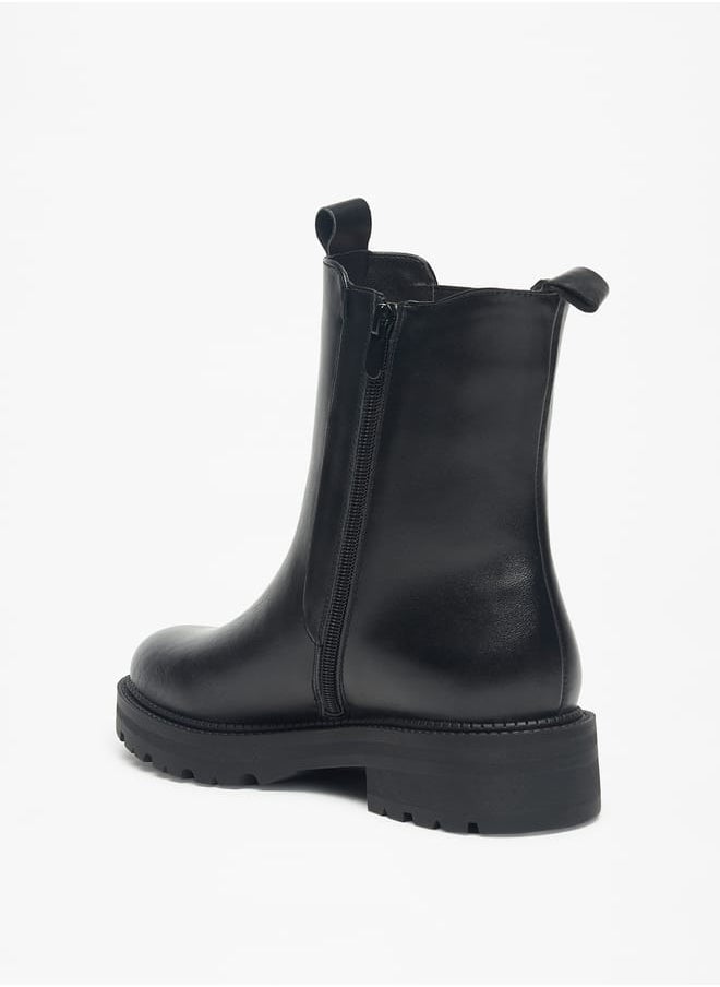 Womens Solid Boots with Zip Closure