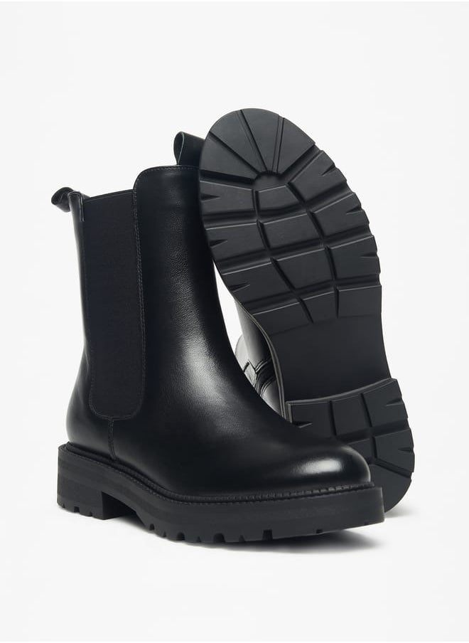 Womens Solid Boots with Zip Closure