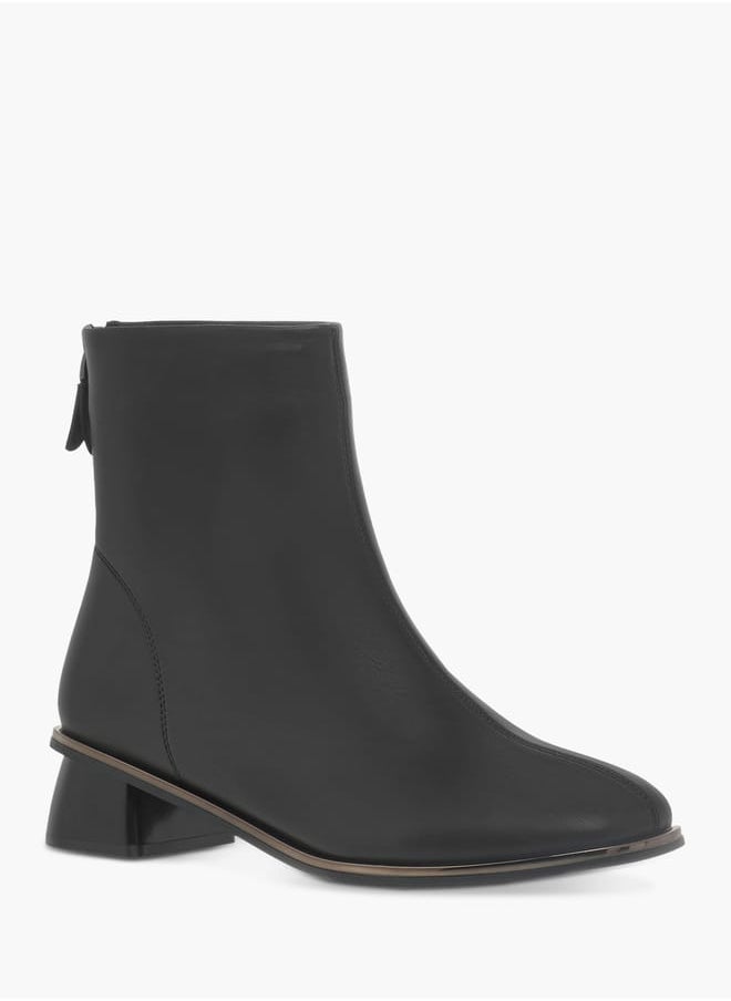 Womens Solid Ankle Boots with Zip Closure