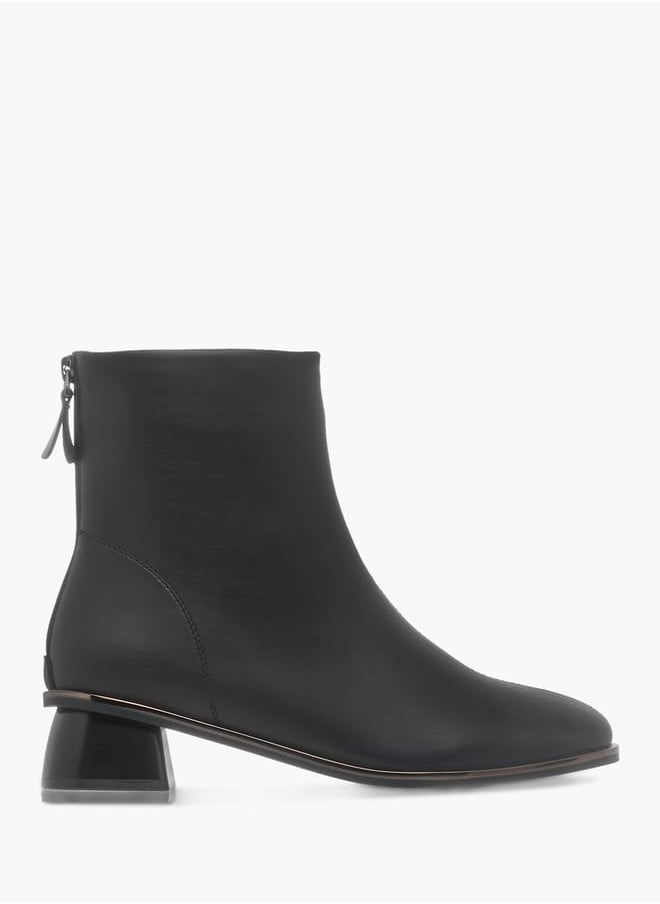 Womens Solid Ankle Boots with Zip Closure