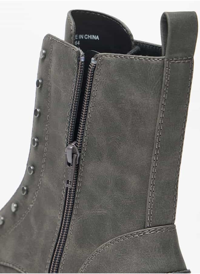 Women's Solid Ankle Boots with Zip Closure