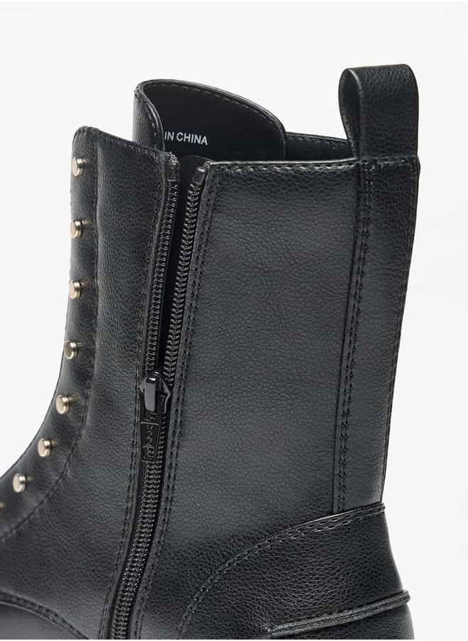 Women's Solid Ankle Boots with Zip Closure