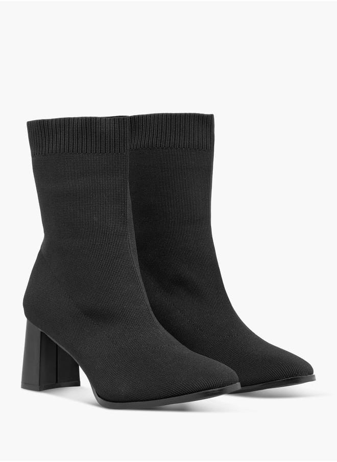 Women Solid Ankle Boots with Block Heels