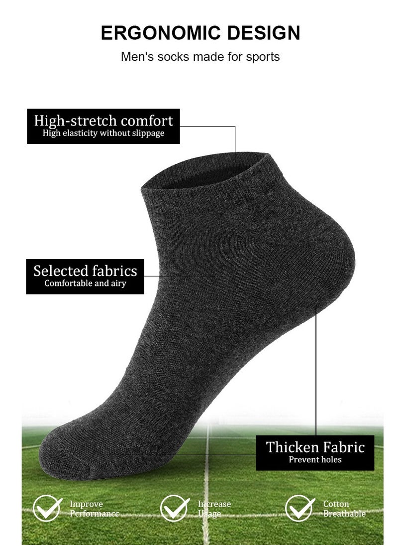 5 Pairs of 100% Cotton Men's Socks, Moisture Wicking, All Seasons, Grey