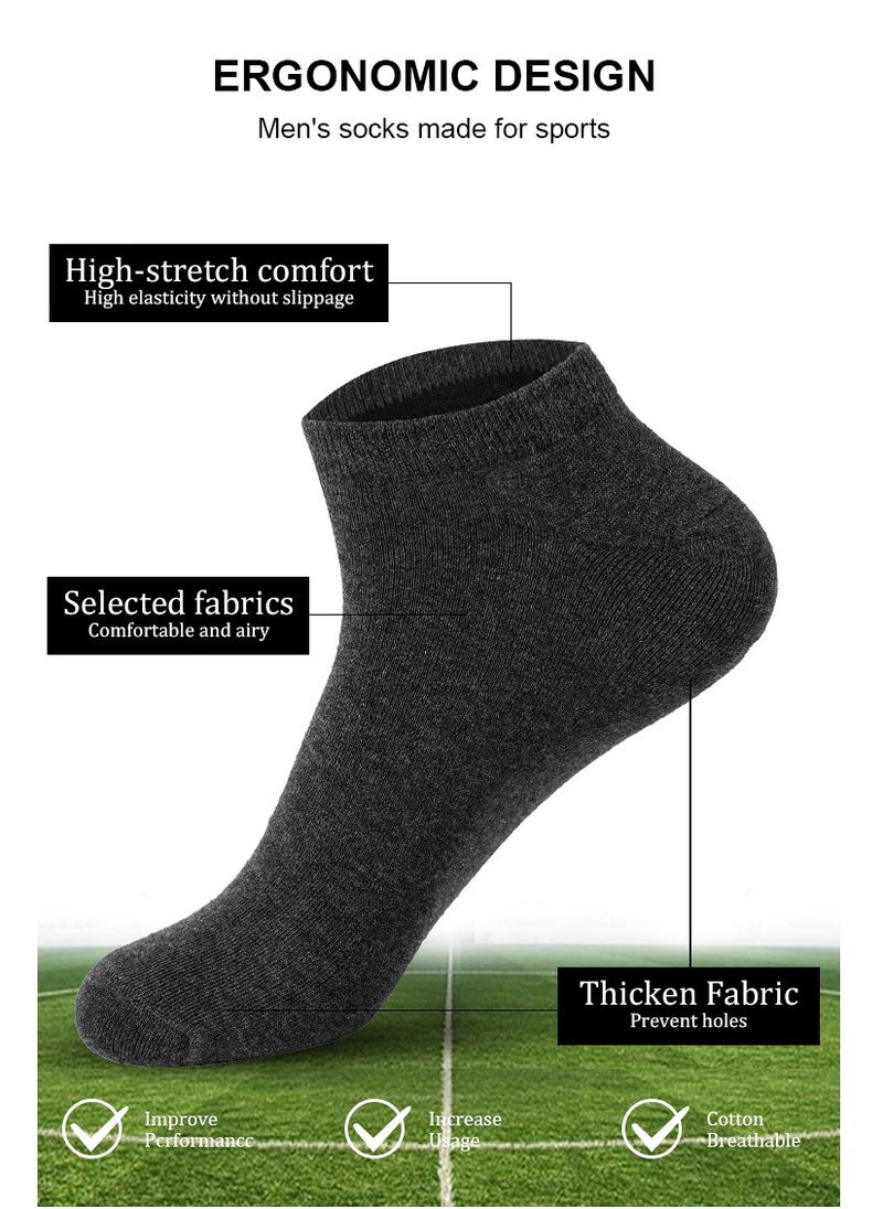 5 Pairs of 100% Cotton Men's Socks, Moisture Wicking, All Seasons, Solid Black