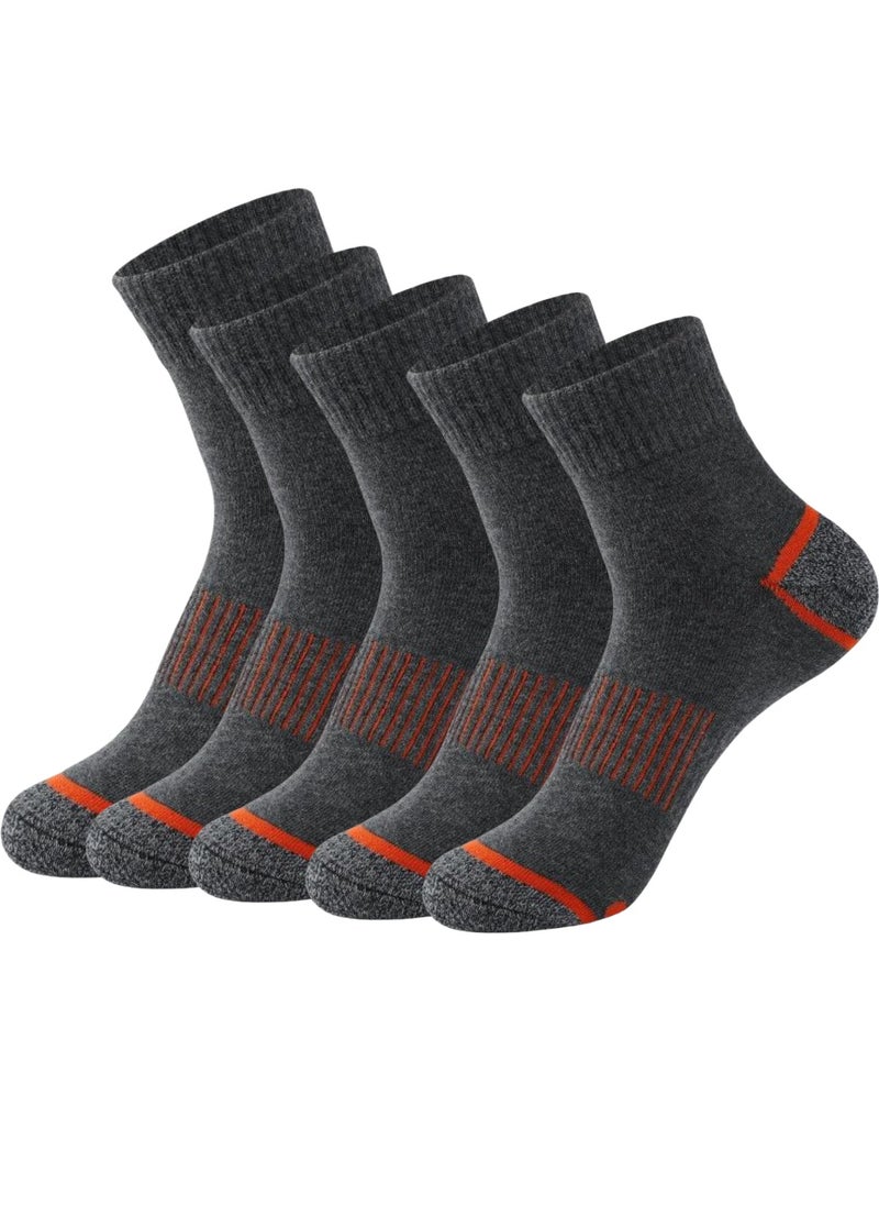 5 Pairs of 100% Cotton Men's Socks, Moisture Wicking, Perfect for All Seasons