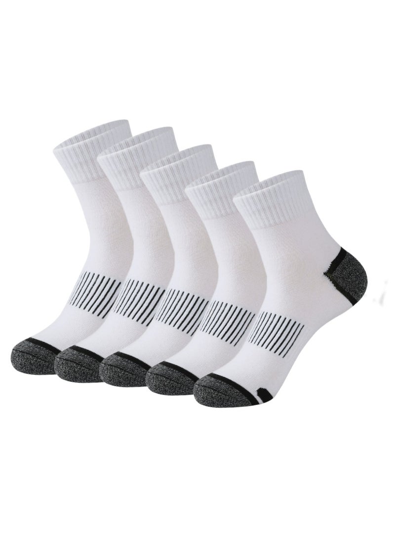 5 Pairs of 100% Cotton Men's Socks, Moisture Wicking, Perfect for All Seasons