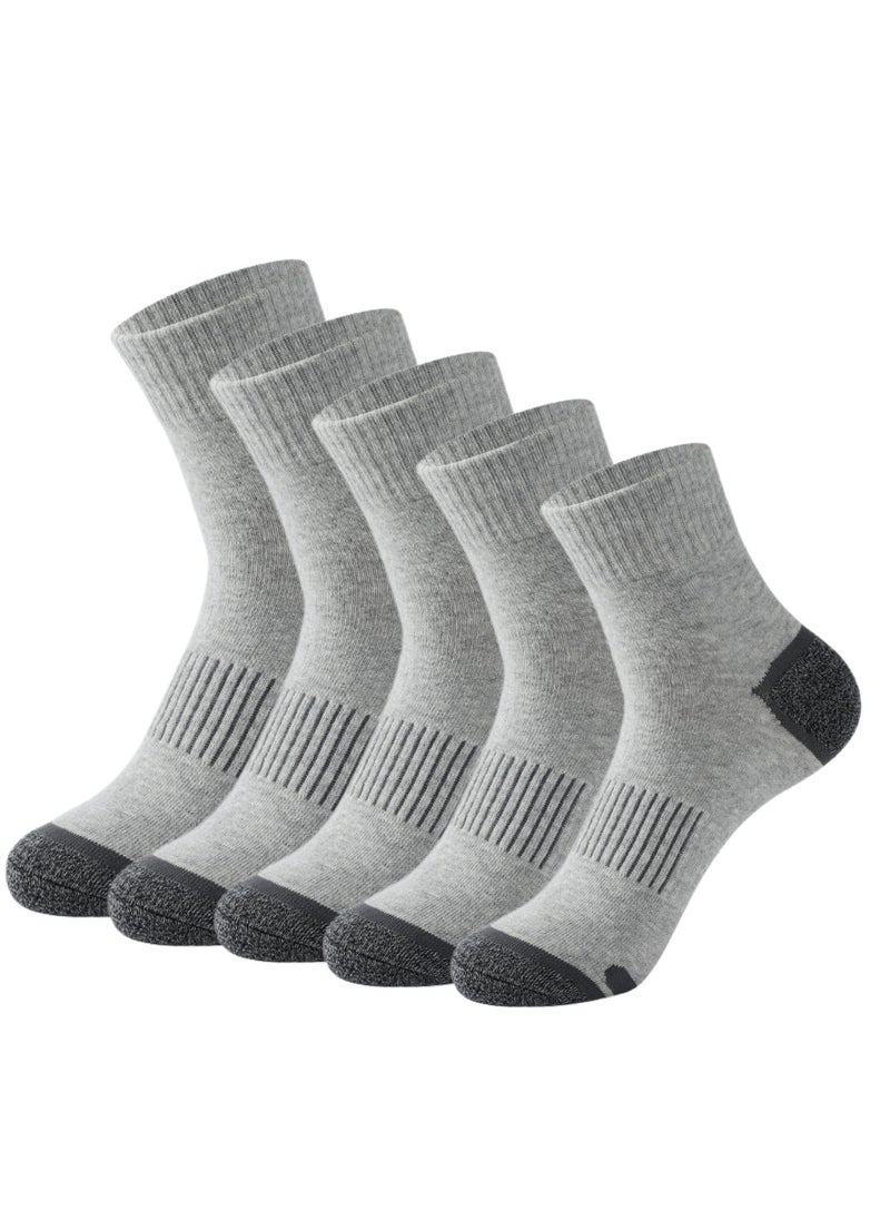 5 Pairs of 100% Cotton Men's Socks, Moisture Wicking, Perfect for All Seasons