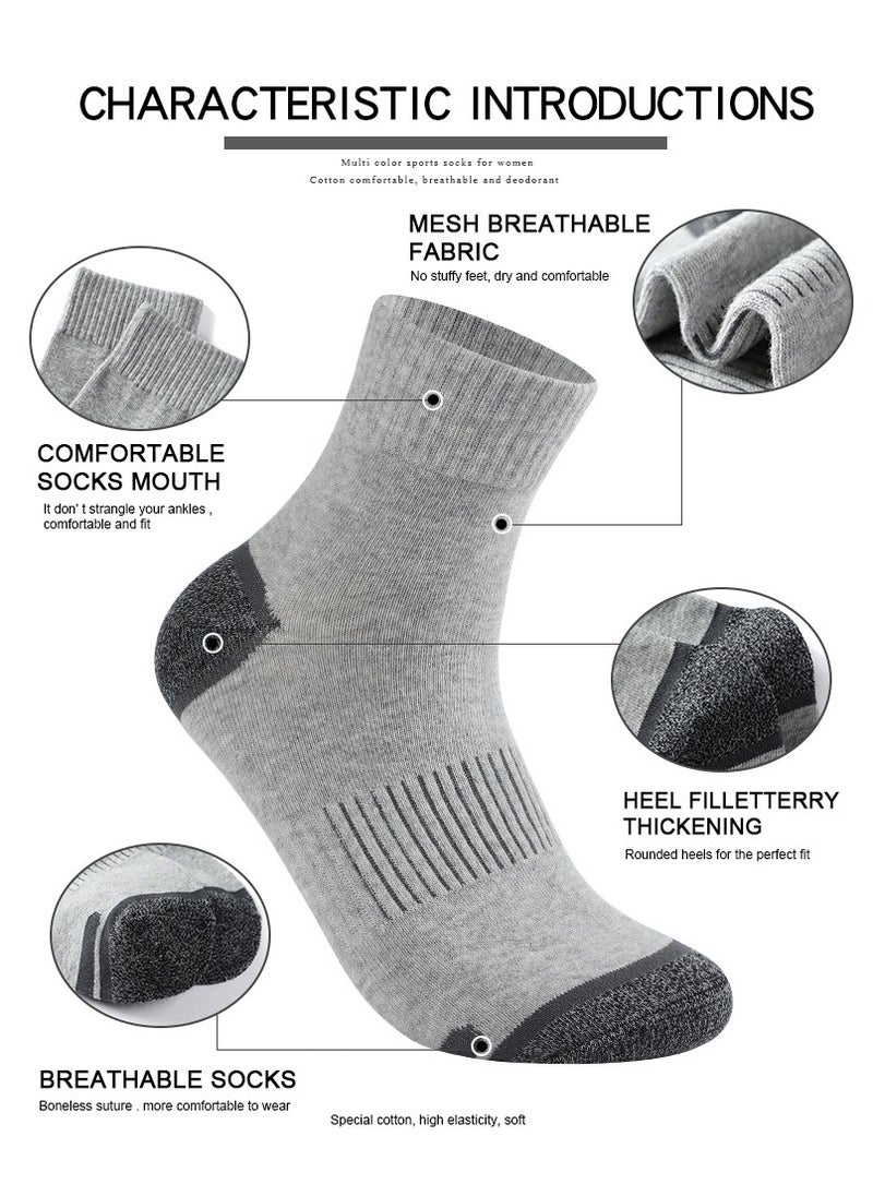 5 Pairs of 100% Cotton Men's Socks, Moisture Wicking, Perfect for All Seasons