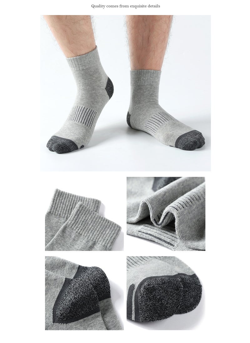 5 Pairs of 100% Cotton Men's Socks, Moisture Wicking, Perfect for All Seasons