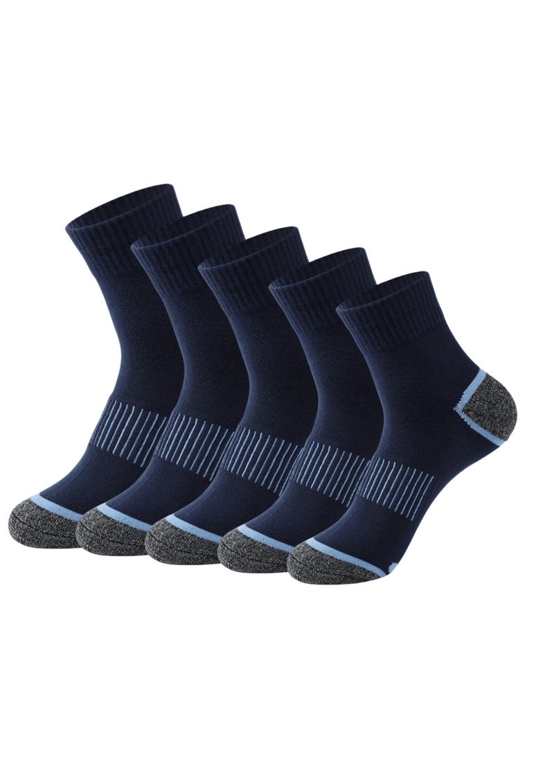 5 Pairs of 100% Cotton Men's Socks, Moisture Wicking, Perfect for All Seasons