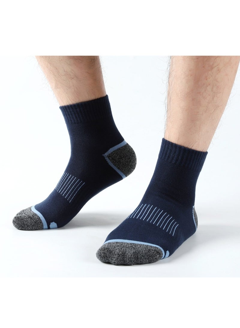 5 Pairs of 100% Cotton Men's Socks, Moisture Wicking, Perfect for All Seasons