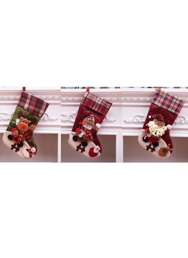 3 Pcs Sock Gift Bags Sock Shape Decorative Gift Bags Holiday Party Favor Bags Christmas（B）