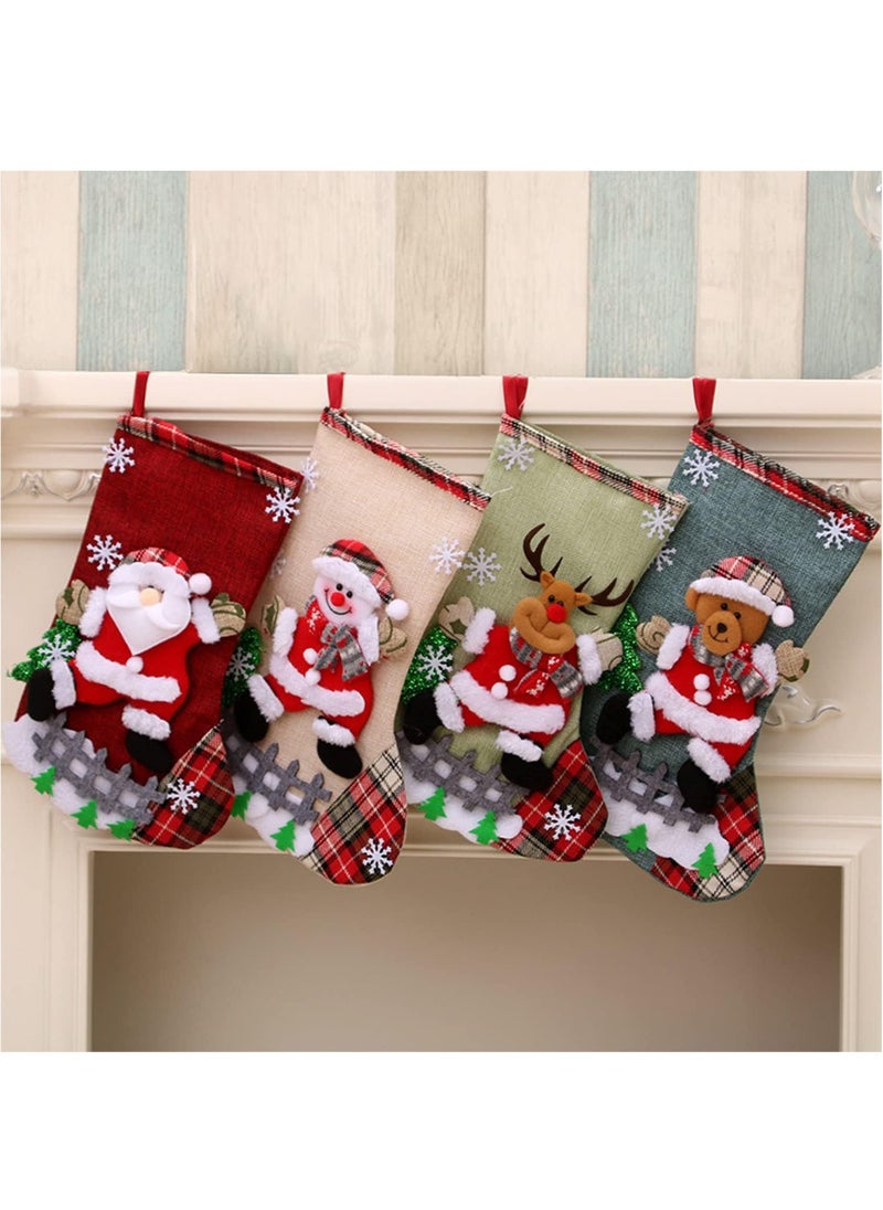 4 Pcs Sock Gift Bags Sock Shape Decorative Gift Bags Holiday Party Favor Bags Christmas（C）