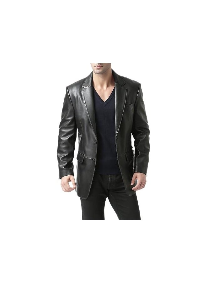 Men Richard Classic Leather Blazer Lambskin Sport Coat Jacket - Men Slim Fit Leather Jacket