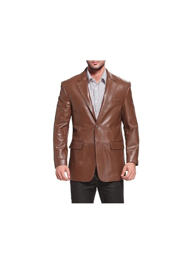 Men Richard Classic Leather Blazer Lambskin Sport Coat Jacket - Men Slim Fit Leather Jacket