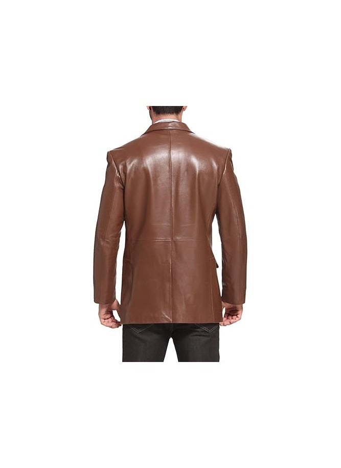 Men Richard Classic Leather Blazer Lambskin Sport Coat Jacket - Men Slim Fit Leather Jacket