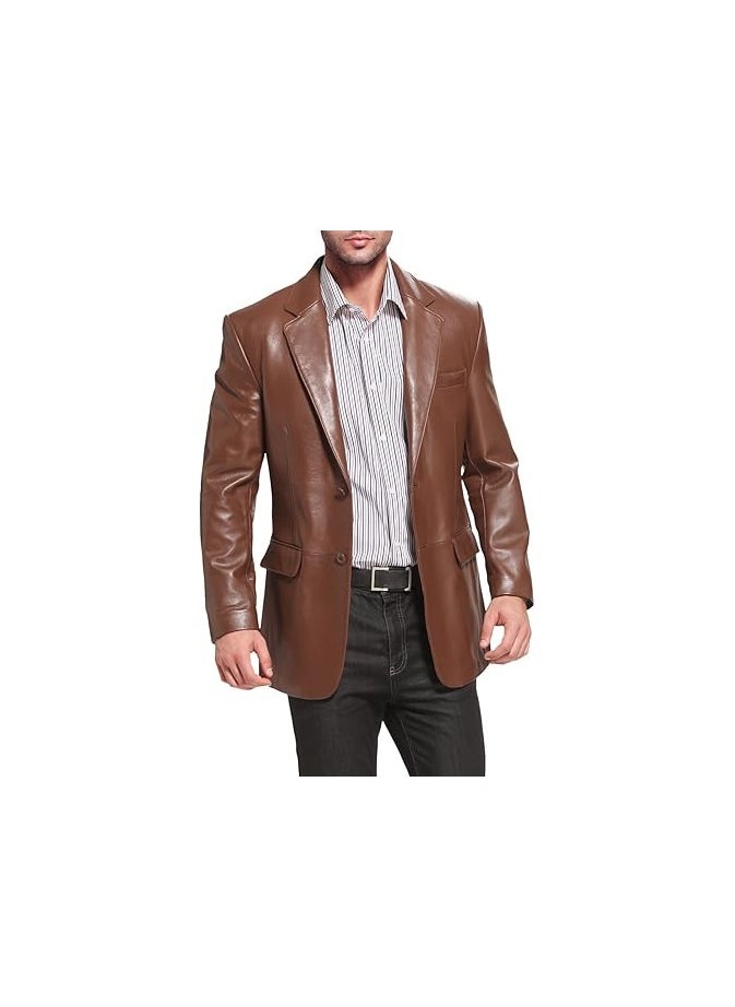 Men Richard Classic Leather Blazer Lambskin Sport Coat Jacket - Men Slim Fit Leather Jacket